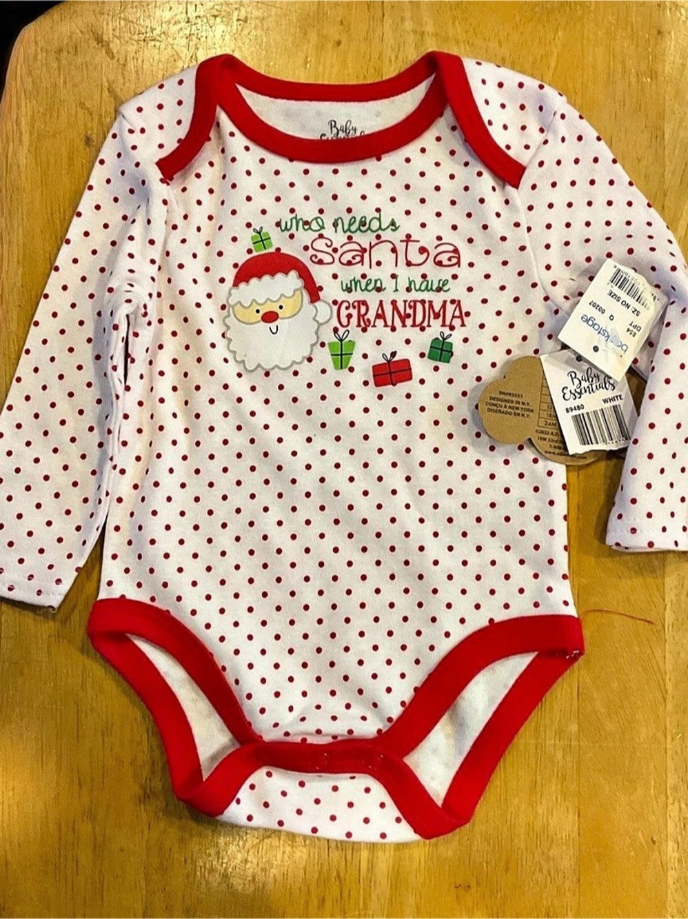Baby Essentials Who Needs Santa When I Have Grandma Christmas Bodysuit